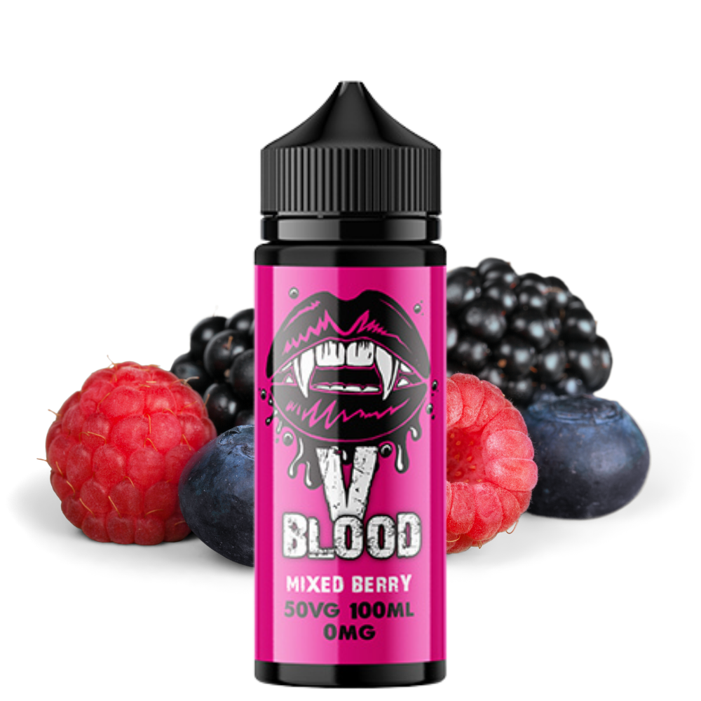 V Blood E-Liquid Mixed Berry 100ml 50vg 0mg short-fill