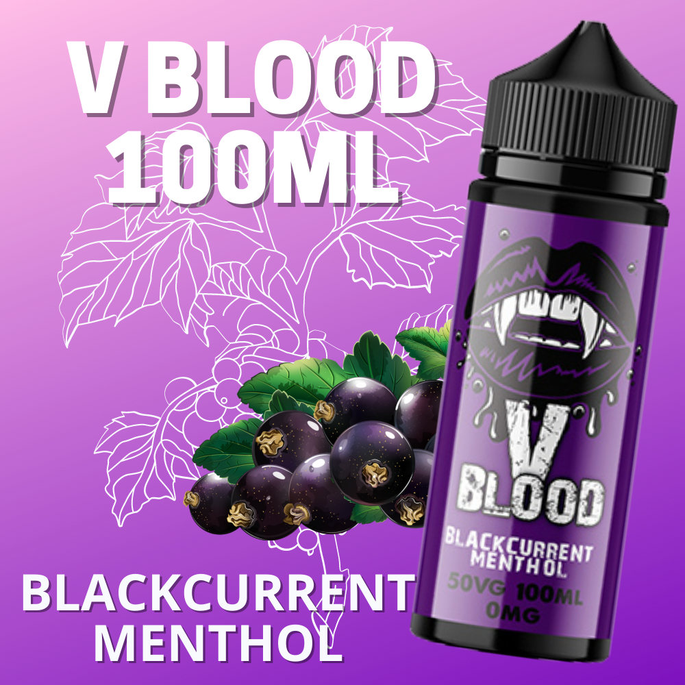 V Blood E-Liquid Blackcurrant Menthol 100ml 50vg 0mg short-fill