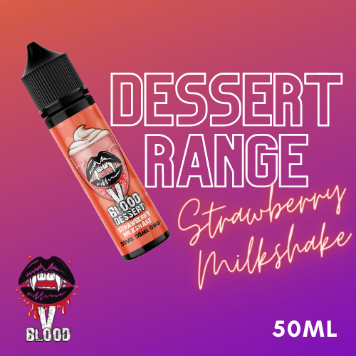 V Blood Dessert E-Liquid Strawberry Milkshake 50ml 50vg 0mg Short-fill