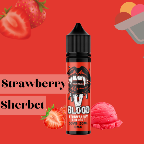 V Blood E-Liquid Strawberry Sherbert 50ml 50vg 0 mg short-fill
