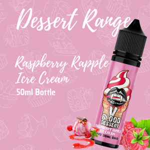 V Blood Dessert E-Liquid Raspberry Ripple Icecream 50ml 50vg 0mg Short-fill
